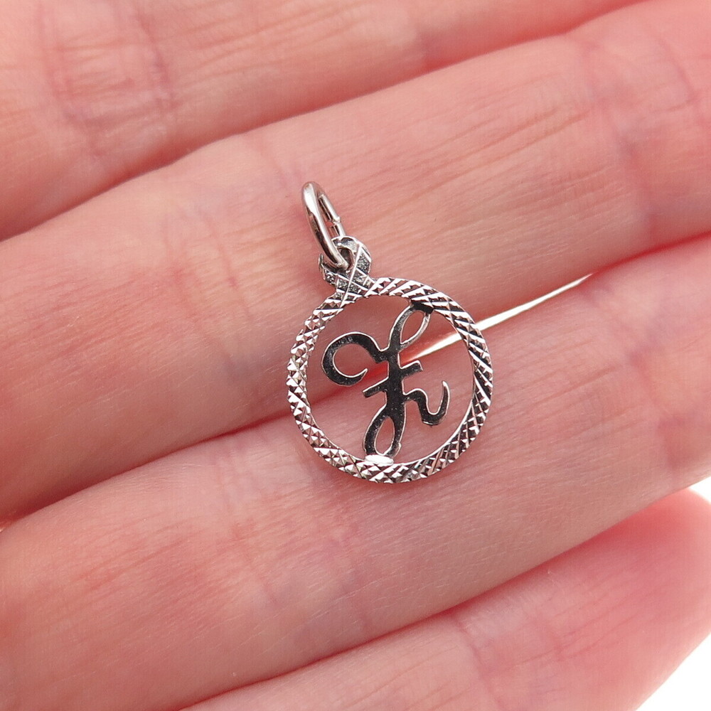 925 Sterling Silver Vintage Diamond-Cut Letter Z Initial Mini Charm Pendant